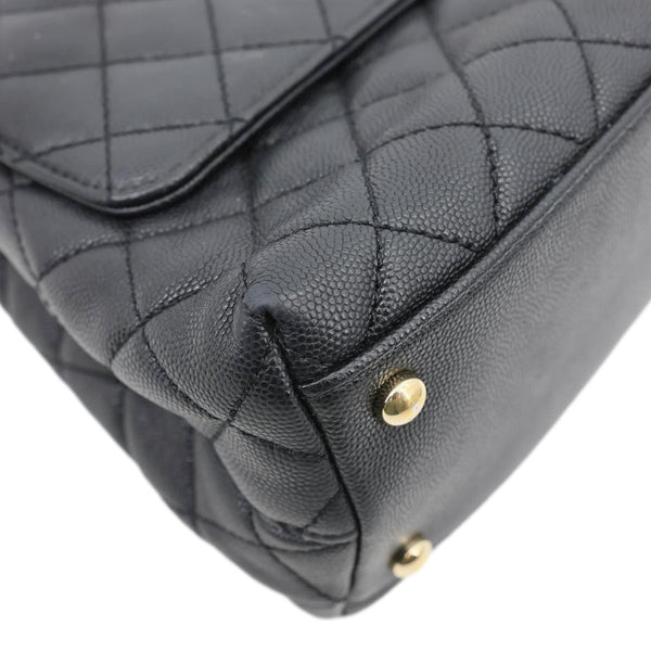 CHANEL Coco Large Quilted Caviar Shoulder Bag Black
