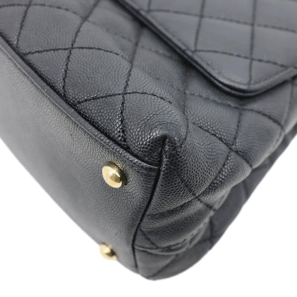 CHANEL Coco Large Quilted Caviar Shoulder Bag Black