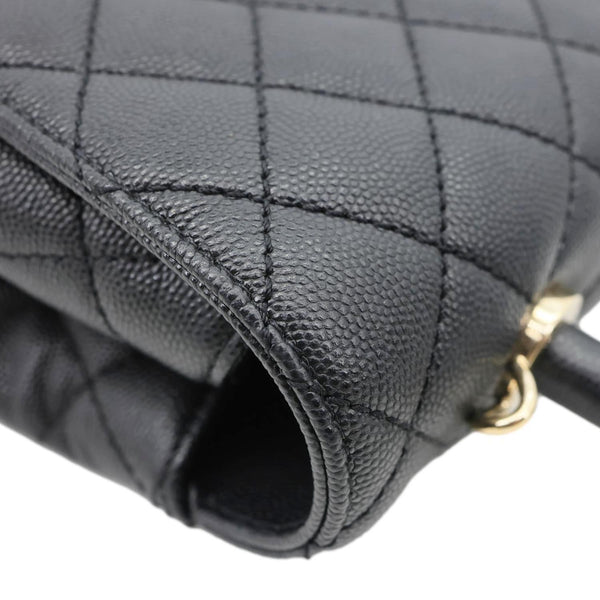 CHANEL Coco Large Quilted Caviar Shoulder Bag Black