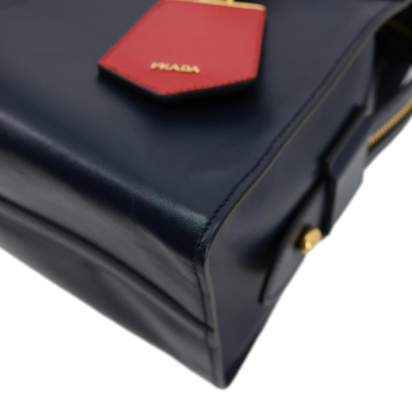 PRADA Esplanade Medium Saffiano City Calfskin Leather Crossbody Bag Navy Blue
