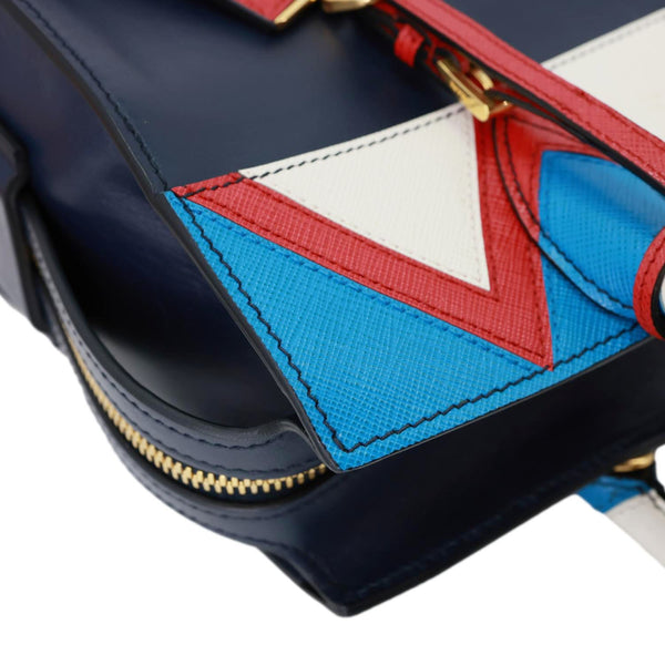 PRADA Esplanade Medium Saffiano City Calfskin Leather Crossbody Bag Navy Blue