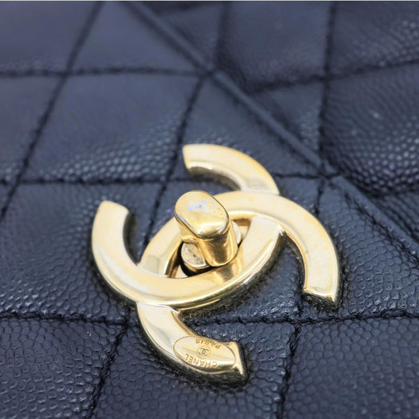 CHANEL Coco Large Quilted Caviar Shoulder Bag Black