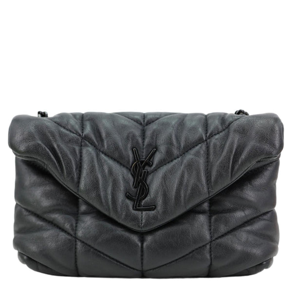 YVES SAINT LAURENT Toy Loulou Puffer Quilted Lambskin Leather Crossbody Bag Black
