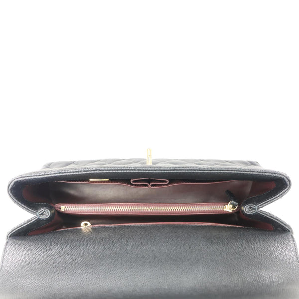 CHANEL Coco Large Quilted Caviar Shoulder Bag Black