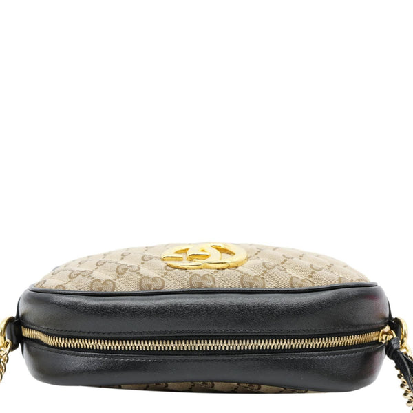 GUCCI Marmont Small Monogram Canvas Camera Crossbody Bag Beige 447632