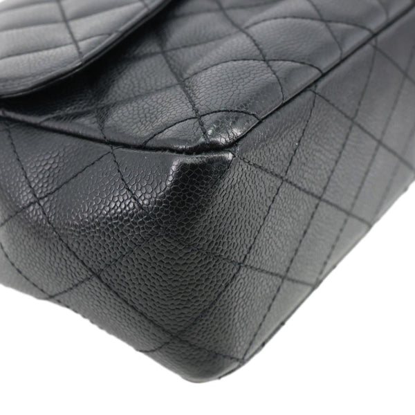 CHANEL Jumbo Classic Single Flap Quilted Caviar Leather Shoulder Bag Black