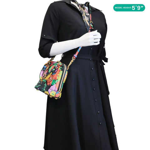 GUCCI Horsebit 1955 Mini  Leather Crossbody Bag Multicolor 640716