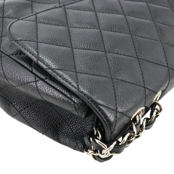 CHANEL Jumbo Classic Single Flap Quilted Caviar Leather Shoulder Bag Black