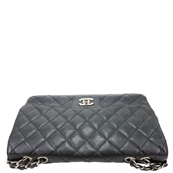 CHANEL Jumbo Classic Single Flap Quilted Caviar Leather Shoulder Bag Black