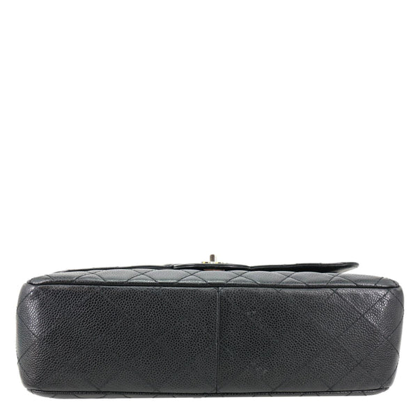 CHANEL Jumbo Classic Single Flap Quilted Caviar Leather Shoulder Bag Black