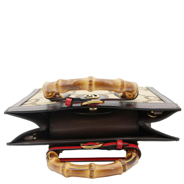 GUCCI Diana Bamboo Small GG Jumbo Canvas Tote Bag Beige 660195