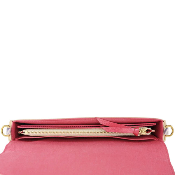 LOUIS VUITTON Studded Pochette Felicie Damier Azur Crossbody Bag Fuchsia