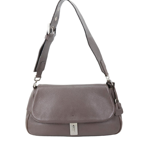 PRADA 2000s Pebbled Leather Shoulder Bag Gray