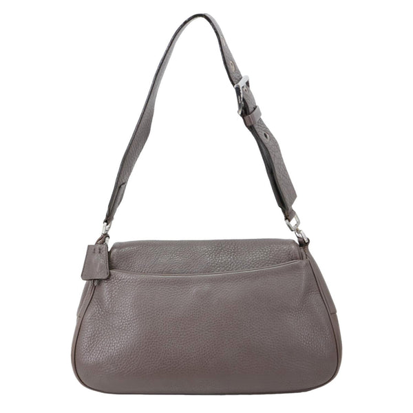 PRADA 2000s Pebbled Leather Shoulder Bag Gray
