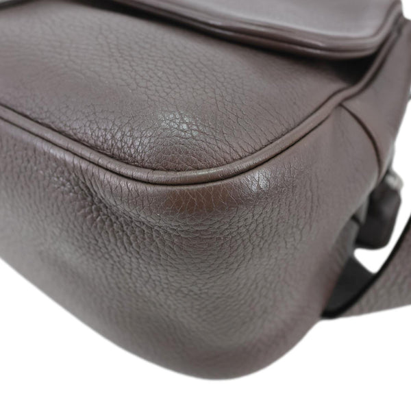 PRADA 2000s Pebbled Leather Shoulder Bag Gray