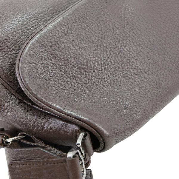 PRADA 2000s Pebbled Leather Shoulder Bag Gray