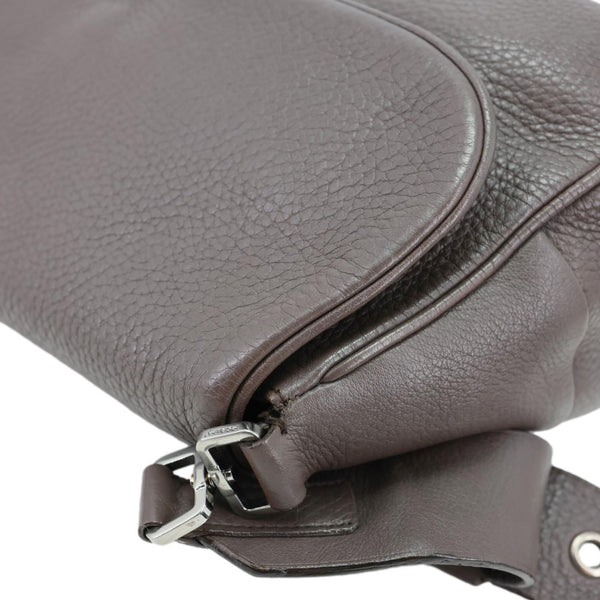 PRADA 2000s Pebbled Leather Shoulder Bag Gray