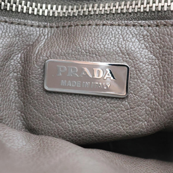 PRADA 2000s Pebbled Leather Shoulder Bag Gray