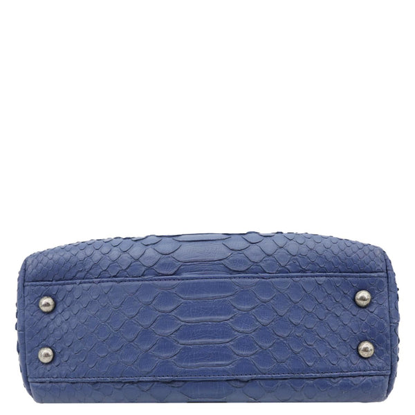 CHANEL Coco Handle Flap Python Leather Shoulder Bag Blue