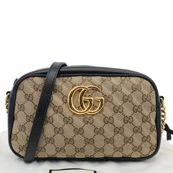 GUCCI Marmont Small Monogram Canvas Crossbody Camera Bag Beige 447632
