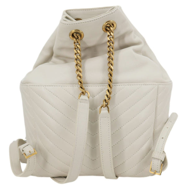 YVES SAINT LAURENT Joe Drawstring Leather Backpack Bag Off White
