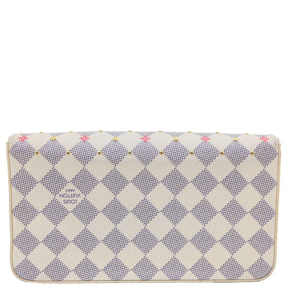 LOUIS VUITTON Studded Pochette Felicie Damier Azur Crossbody Bag Fuchsia