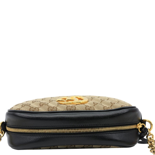 GUCCI Marmont Small Monogram Canvas Crossbody Camera Bag Beige 447632