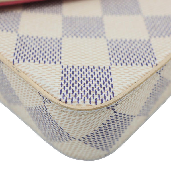 LOUIS VUITTON Studded Pochette Felicie Damier Azur Crossbody Bag Fuchsia