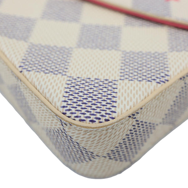 LOUIS VUITTON Studded Pochette Felicie Damier Azur Crossbody Bag Fuchsia