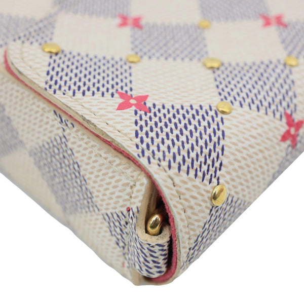 LOUIS VUITTON Studded Pochette Felicie Damier Azur Crossbody Bag Fuchsia