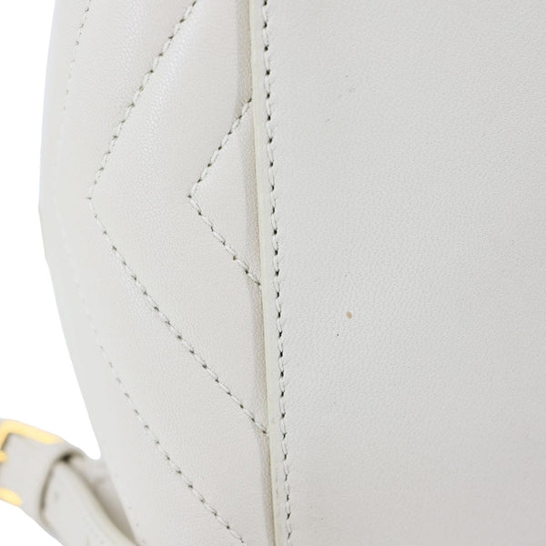 YVES SAINT LAURENT Joe Drawstring Leather Backpack Bag Off White
