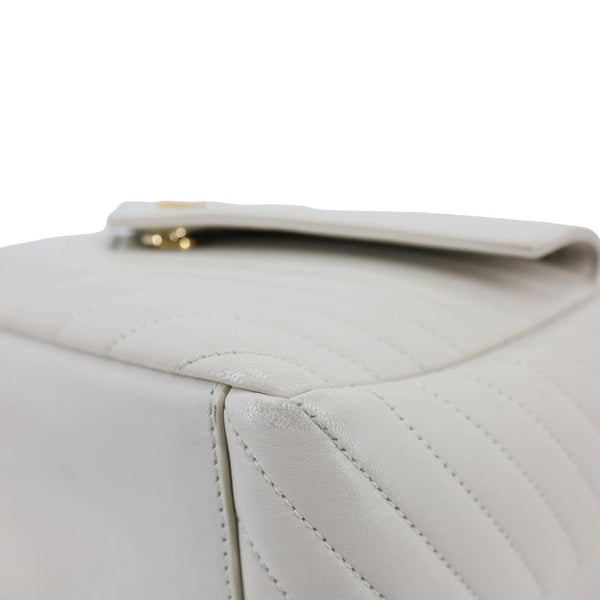 YVES SAINT LAURENT Joe Drawstring Leather Backpack Bag Off White