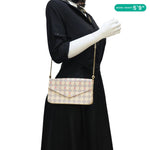 LOUIS VUITTON Studded Pochette Felicie Damier Azur Crossbody Bag Fuchsia