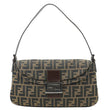 FENDI Baguette Mama Double Flap Zucca FF Canvas Shoulder Bag Brown