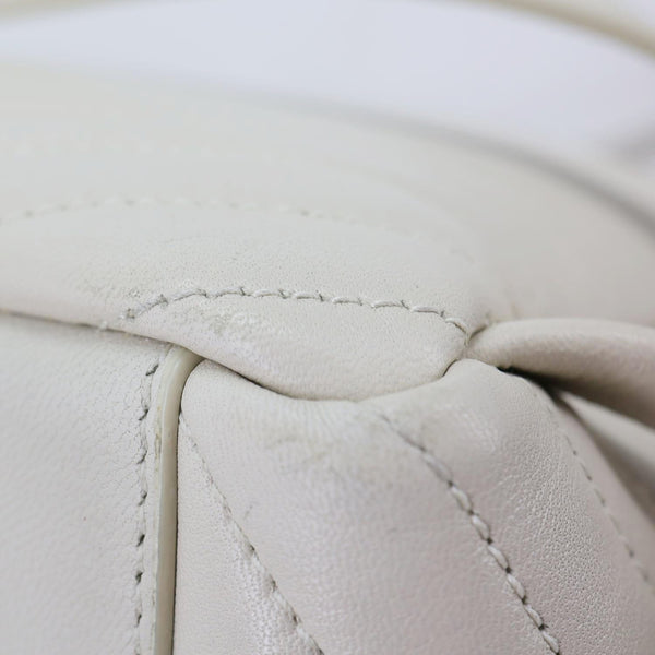 YVES SAINT LAURENT Joe Drawstring Leather Backpack Bag Off White