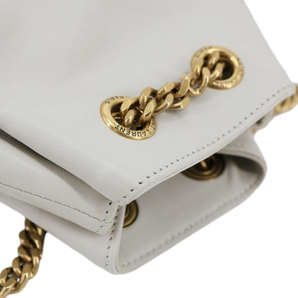 YVES SAINT LAURENT Joe Drawstring Leather Backpack Bag Off White