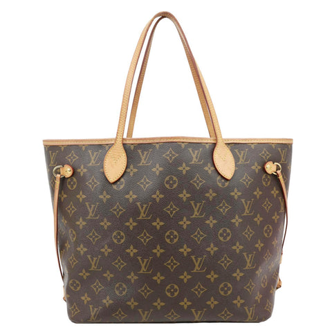 LOUIS VUITTON Neverfull MM Monogram Canvas Tote Bag Brown