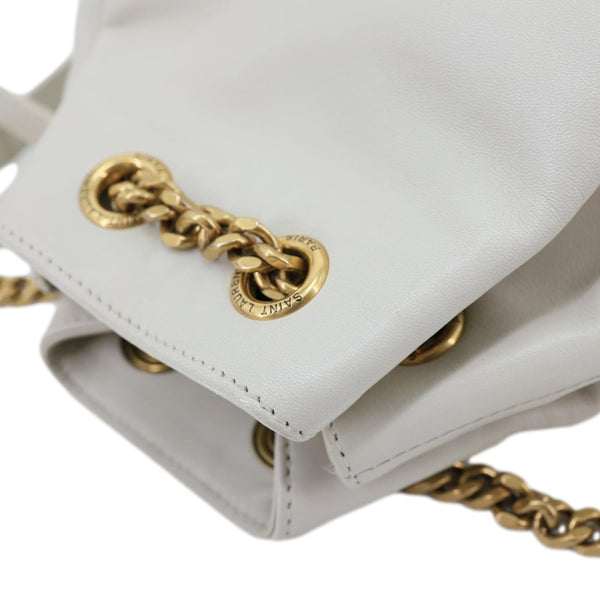 YVES SAINT LAURENT Joe Drawstring Leather Backpack Bag Off White