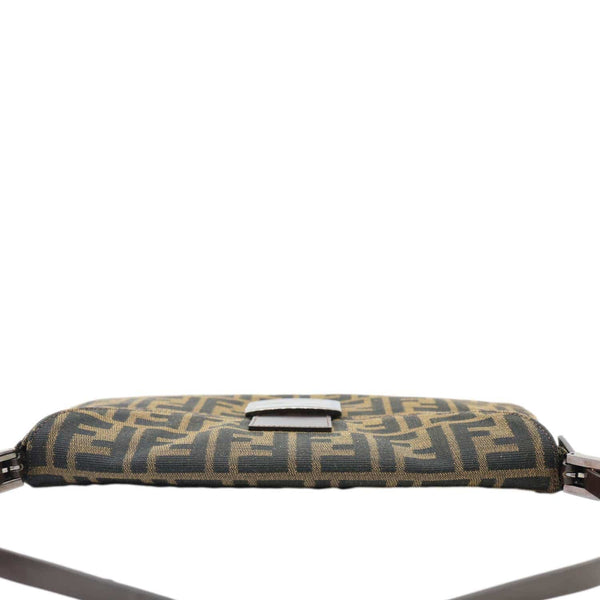 FENDI Baguette Mama Double Flap Zucca FF Canvas Shoulder Bag Brown