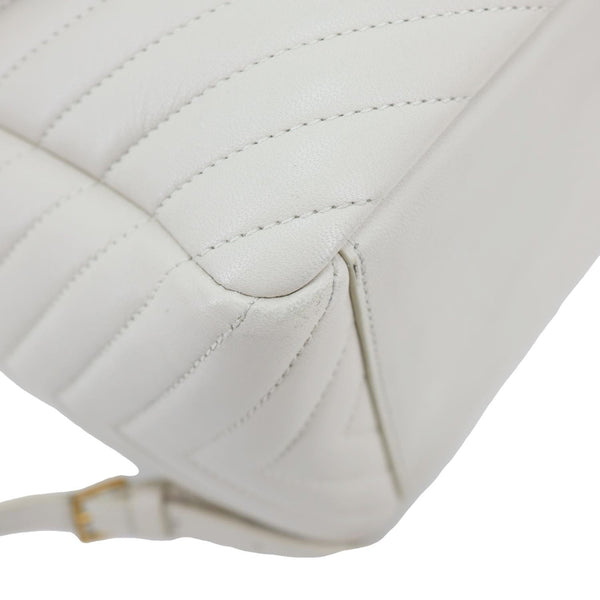 YVES SAINT LAURENT Joe Drawstring Leather Backpack Bag Off White