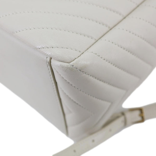 YVES SAINT LAURENT Joe Drawstring Leather Backpack Bag Off White