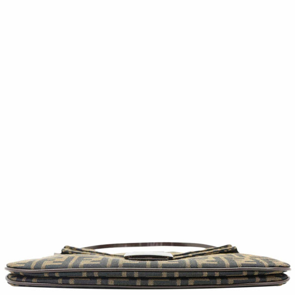 FENDI Baguette Mama Double Flap Zucca FF Canvas Shoulder Bag Brown