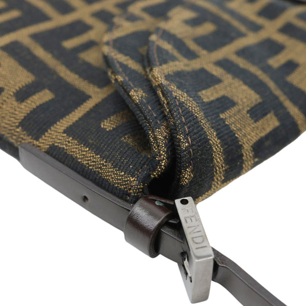 FENDI Baguette Mama Double Flap Zucca FF Canvas Shoulder Bag Brown
