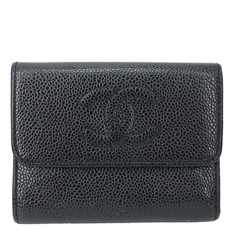 CHANEL Timeless CC Flap Caviar Leather Card Holder Black