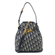 CHRISTIAN DIOR C'est Dior Medium Oblique Calfskin Bucket Bag Navy Blue