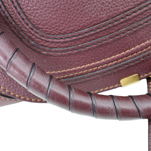 CHLOE Marcie Medium Grained Calfskin Satchel Bag Burgundy