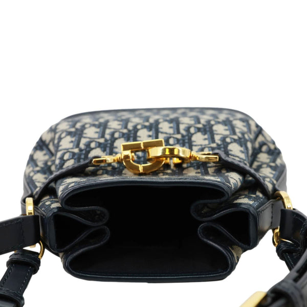 CHRISTIAN DIOR C'est Dior Medium Oblique Calfskin Bucket Bag Navy Blue