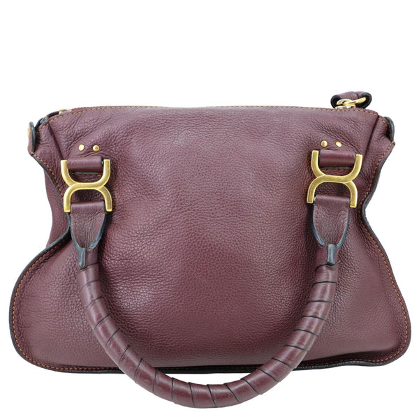 CHLOE Marcie Medium Grained Calfskin Satchel Bag Burgundy