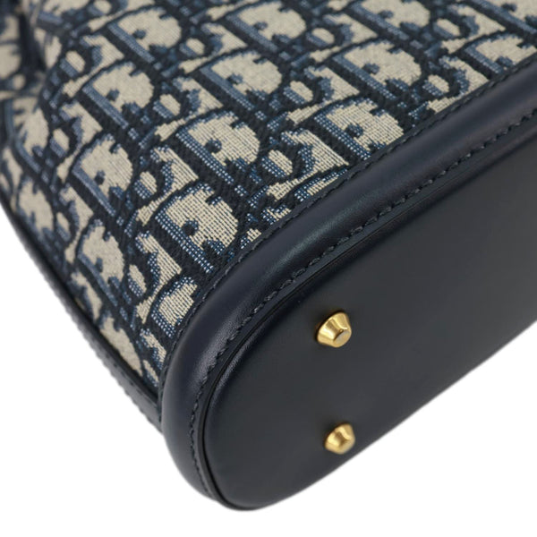 CHRISTIAN DIOR C'est Dior Medium Oblique Calfskin Bucket Bag Navy Blue