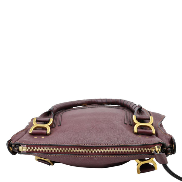 CHLOE Marcie Medium Grained Calfskin Satchel Bag Burgundy
